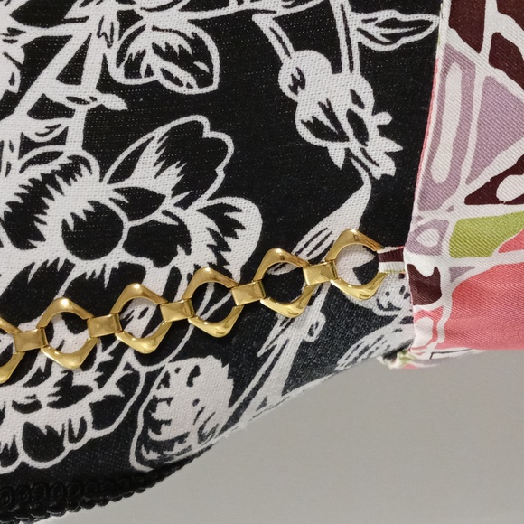 🆕️ 💚VTG Milly💚 - Multicolor Geometric Print Chain Straps Silk Cocktail Dress - Picture 7 of 15